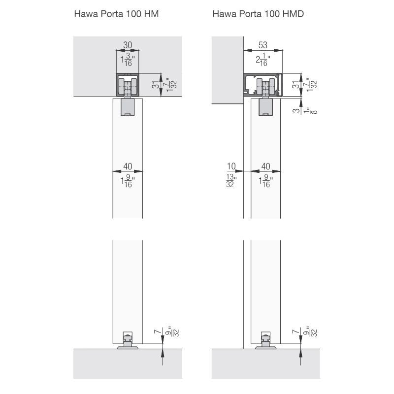 Комплект для сдвижной двери Hawa Porta 100 HM / HMD, без направляющей 2 Комплект для сдвижной двери Hawa Porta 100 HM / HMD, без направляющей 2