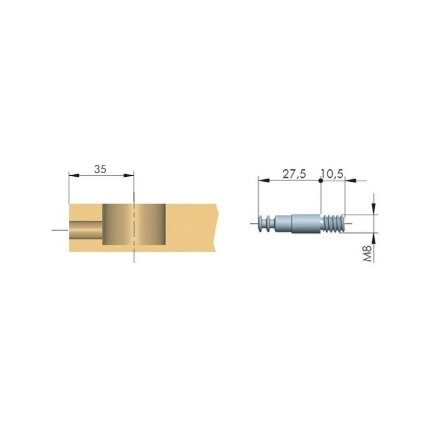 Шток M8x38 mm для стяжки "Spiral Lock" 1 Шток M8x38 mm для стяжки "Spiral Lock" 1