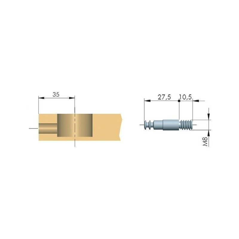 Шток M8x38 mm для стяжки "Spiral Lock" 1 Шток M8x38 mm для стяжки "Spiral Lock" 1