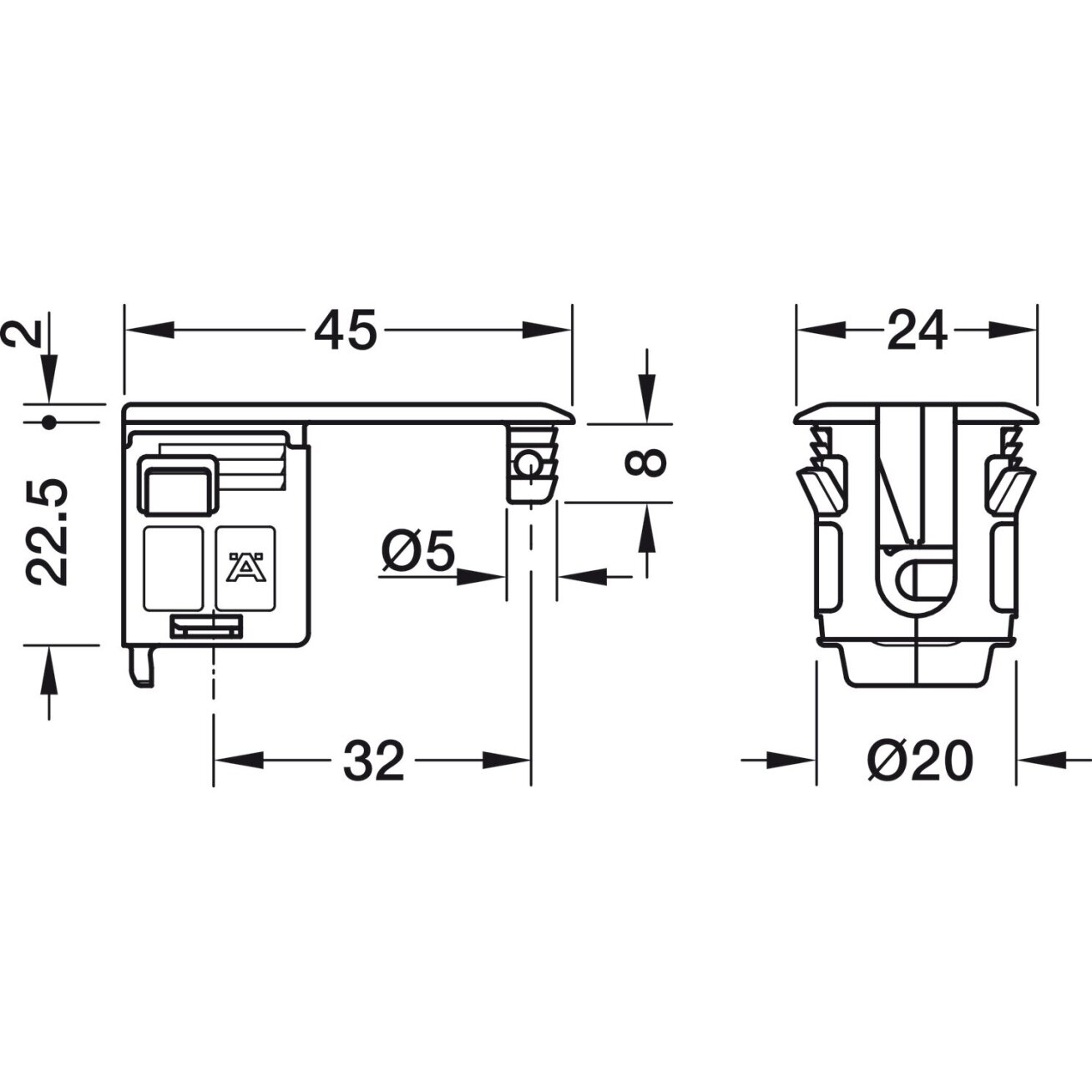 Connector housing Rafix, Ø - 20 mm, for lightweight panels, plastic 1 Connector housing Rafix, Ø - 20 mm, for lightweight panels, plastic 1