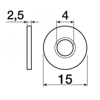 Skrūvējama montāžas plāksne, ø=15 mm, cinkota 2