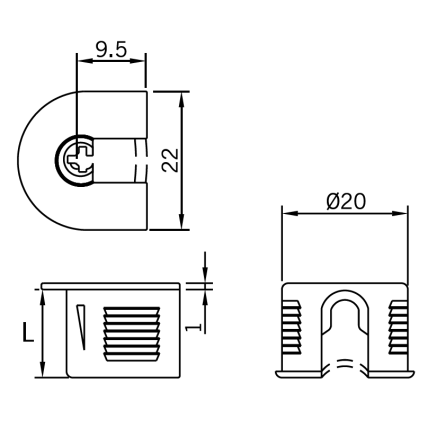 Connector housing Rafix, Ø - 20 mm, plastic 4 Connector housing Rafix, Ø - 20 mm, plastic 4