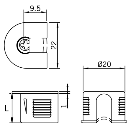Connector housing Rafix, Ø - 20 mm, plastic 3