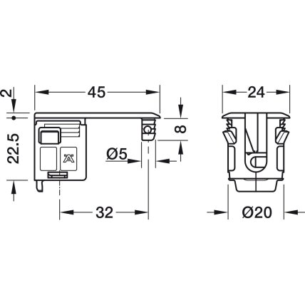 Connector housing Rafix, Ø - 20 mm, for lightweight panels, plastic 1 Connector housing Rafix, Ø - 20 mm, for lightweight panels, plastic 1