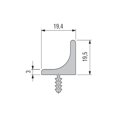 Handle profile for upper cabinets Handle profile for upper cabinets
