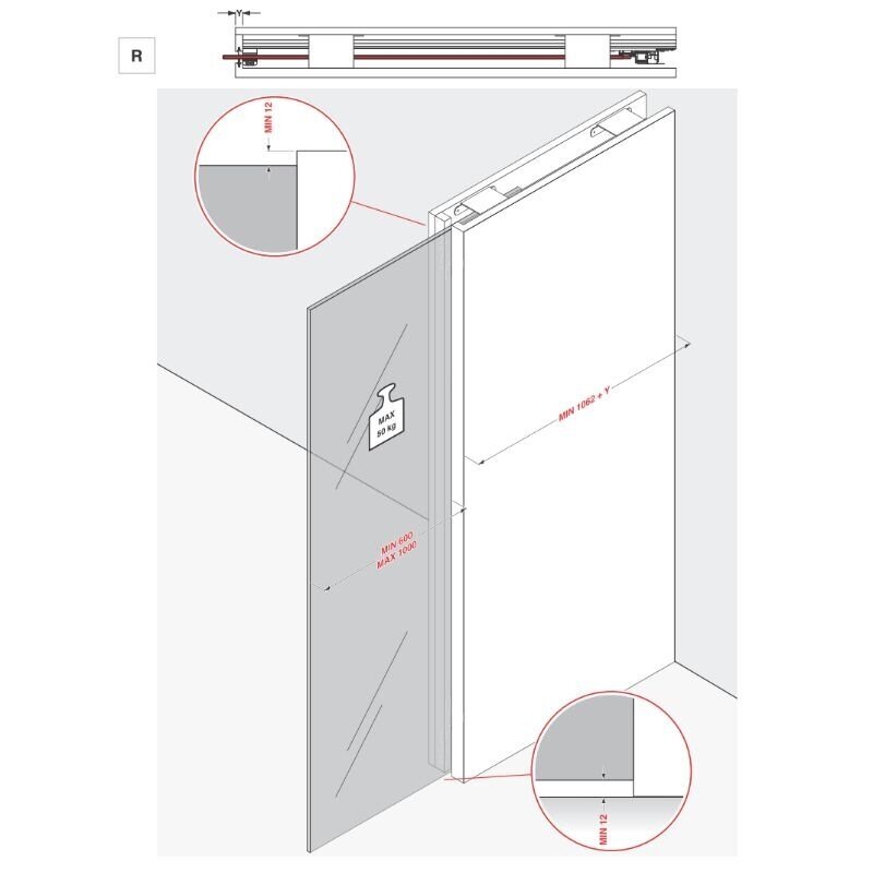 PS67 Sliding system for pocket glass doors 7