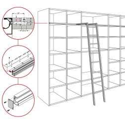 Sliding ladder SCALA rail for cabinet assembling Sliding ladder SCALA rail for cabinet assembling