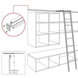 Sliding ladder SCALA rail for wall assembling Sliding ladder SCALA rail for wall assembling