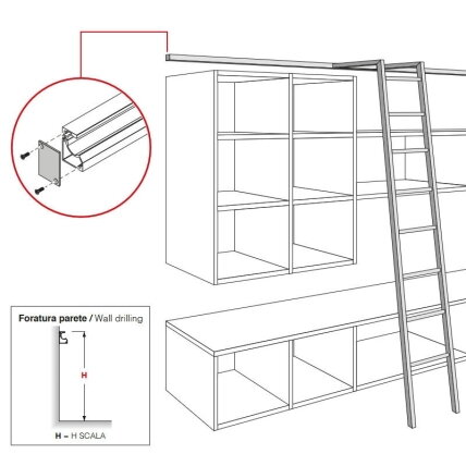Sliding ladder SCALA rail for wall assembling 1