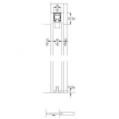 System drzwi przesuwnych Hawa JUNIOR 80 B Zestaw kieszeniowy z szyną sufitową montowaną natynkowo 1