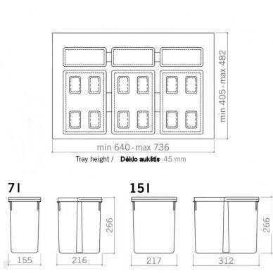 Bin sets for 800 mm cabinet width 2
