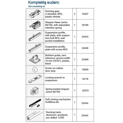 Комплект системы Hawa JUNIOR 80 B POCKET с рельсом, крепление к потолку 2 Комплект системы Hawa JUNIOR 80 B POCKET с рельсом, крепление к потолку 2