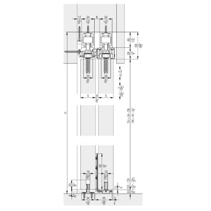 Комплект системы Hawa JUNIOR 80 Z Telescopic 2 с рельсом, крепление к потолку 2 Комплект системы Hawa JUNIOR 80 Z Telescopic 2 с рельсом, крепление к потолку 2