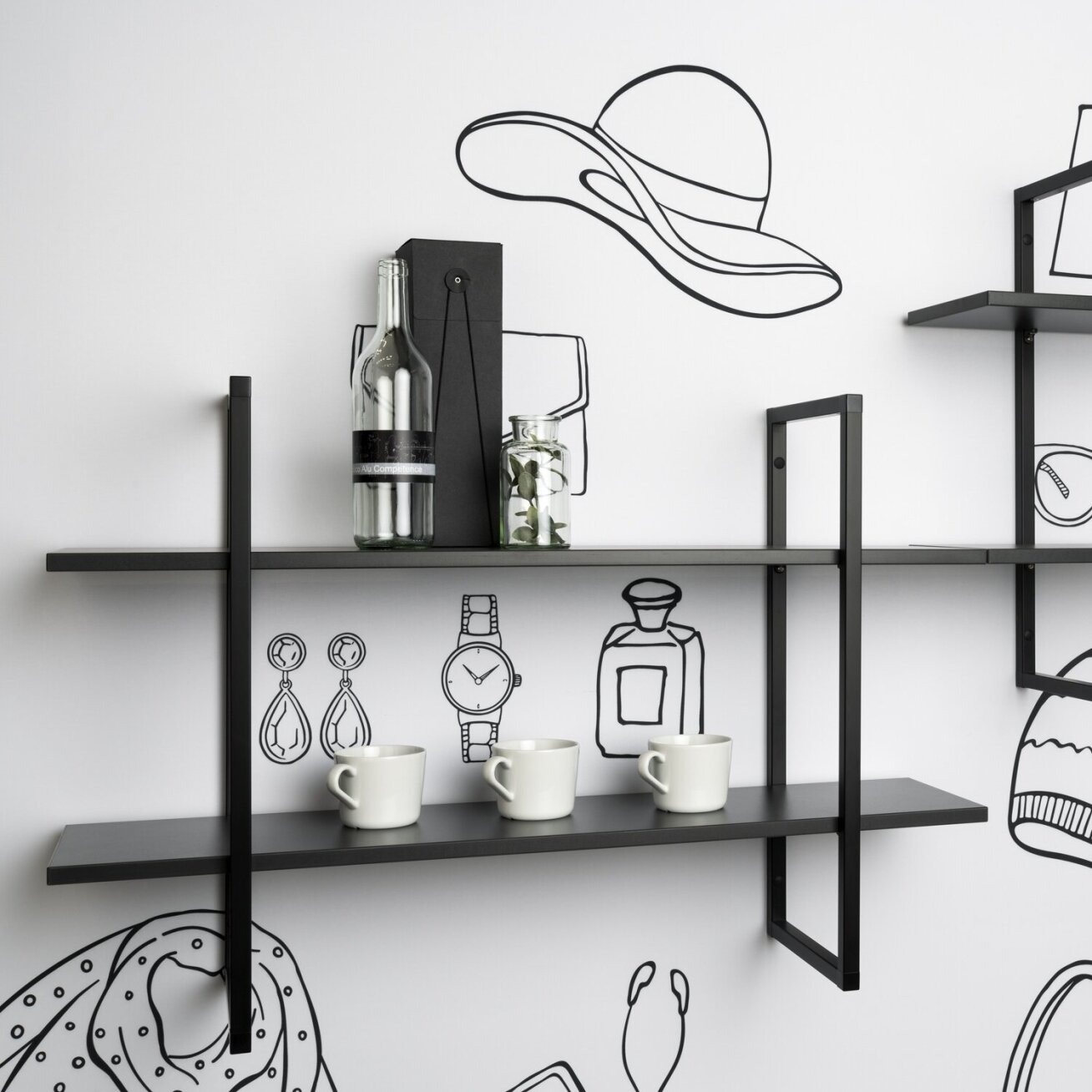 SMARTCUBE selfset Smartframe for 2 shelves, black color SMARTCUBE selfset Smartframe for 2 shelves, black color