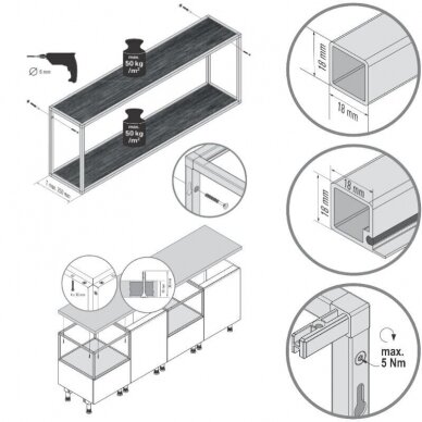 SMARTCUBE shelving system from aluminum profiles, black color 6