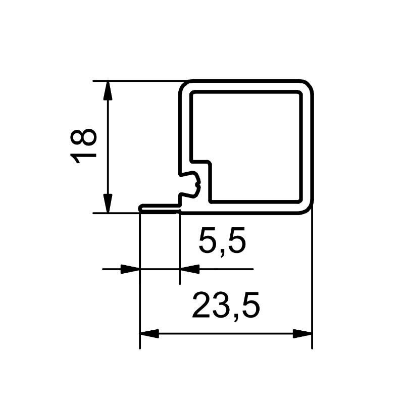SMARTCUBE horizontal profile 18x18 mm with support, black SMARTCUBE horizontal profile 18x18 mm with support, black