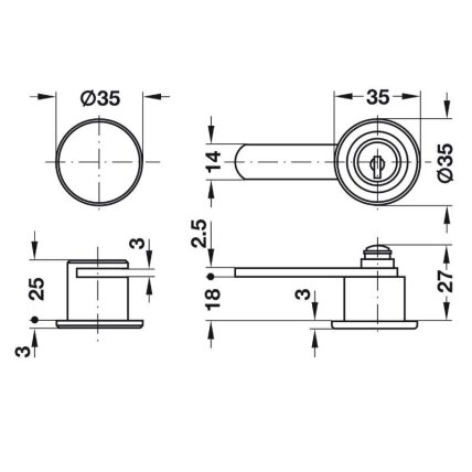 Glass door cam lockfor double door, for glue fixing 1 Glass door cam lockfor double door, for glue fixing 1