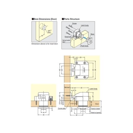 Push knob latch 2 Push knob latch 2
