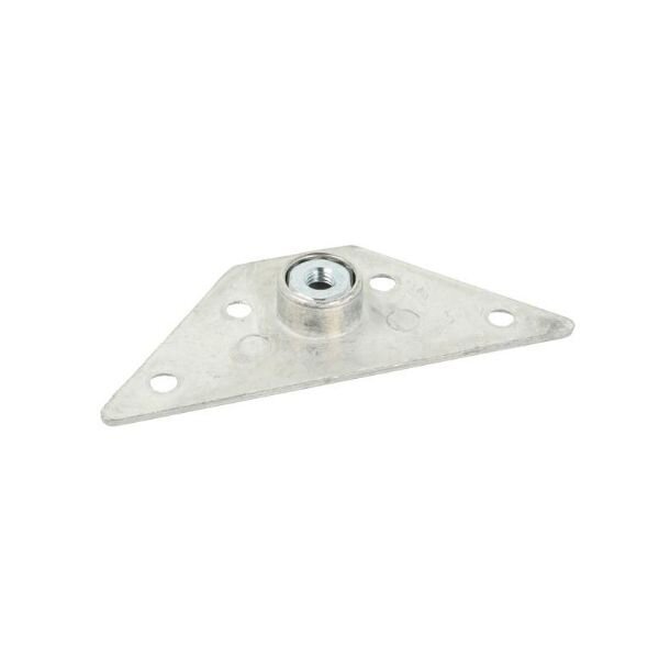 Triangular plate with bushing for leg fastening