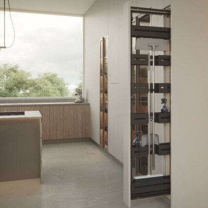 Pull-out system - broom holder QUADRA for narrow cabinet Pull-out system - broom holder QUADRA for narrow cabinet