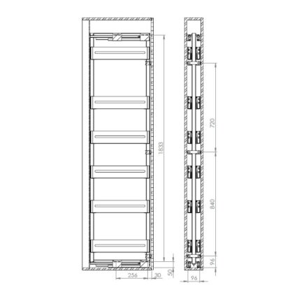 Pull-out system - broom holder QUADRA for narrow cabinet 2 Pull-out system - broom holder QUADRA for narrow cabinet 2