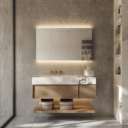 Frameless LED mirror 4020, with integrated demister 1 Frameless LED mirror 4020, with integrated demister 1