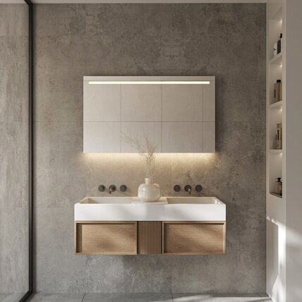 Frameless LED mirror 4030, with integrated demister Frameless LED mirror 4030, with integrated demister
