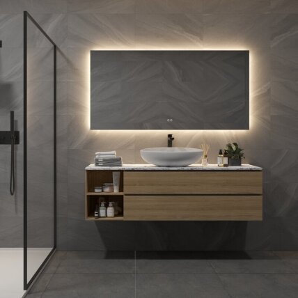 Frameless LED mirror 4040, with integrated demister