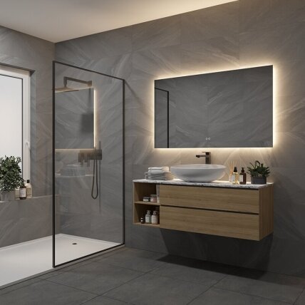 Frameless LED mirror 4040, with integrated demister 1 Frameless LED mirror 4040, with integrated demister 1