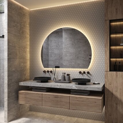 Frameless LED mirror 9020, with integrated demister 1 Frameless LED mirror 9020, with integrated demister 1