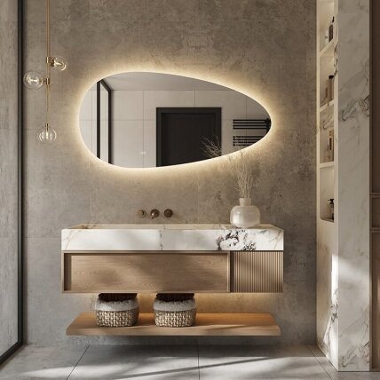 Frameless LED mirror 9070, with integrated demister Frameless LED mirror 9070, with integrated demister