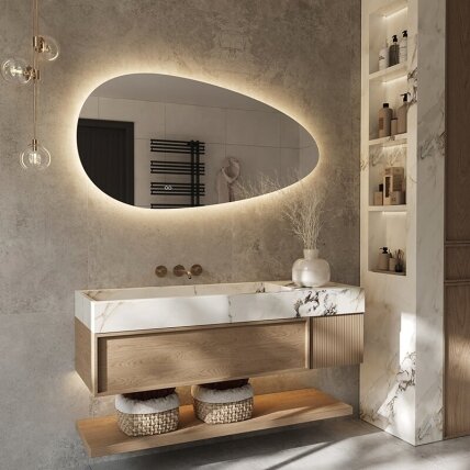 Frameless LED mirror 9070, with integrated demister 2 Frameless LED mirror 9070, with integrated demister 2