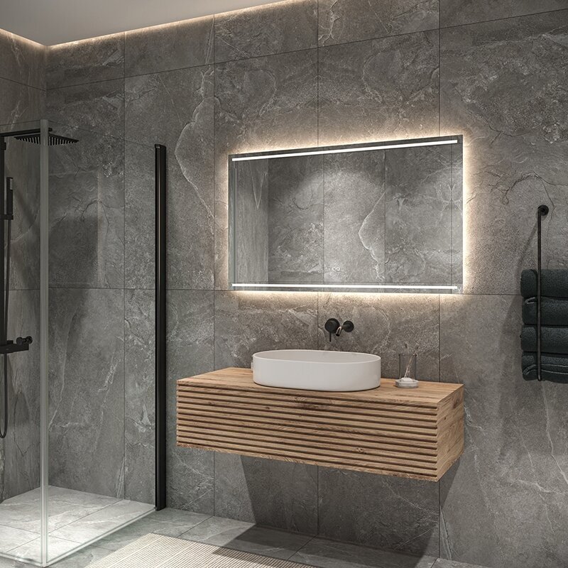 Frameless LED mirror 6020, with integrated demister 2 Frameless LED mirror 6020, with integrated demister 2