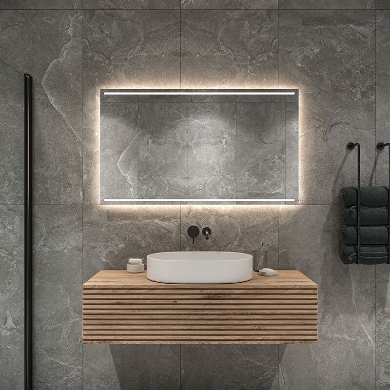 Frameless LED mirror 6020, with integrated demister Frameless LED mirror 6020, with integrated demister