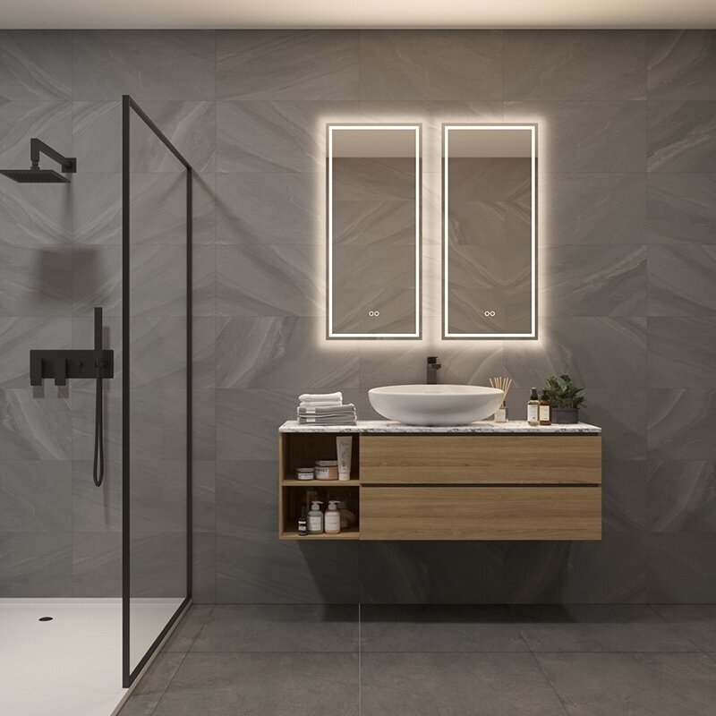 Frameless LED mirror 6040, with integrated demister 6