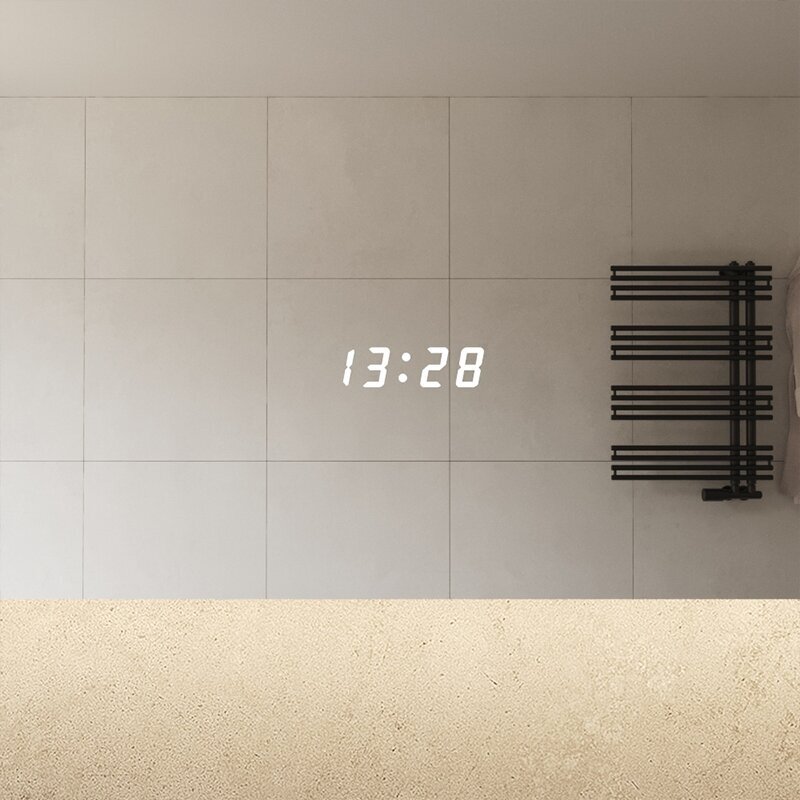 Frameless LED mirror with integrated digital clock C4030 1